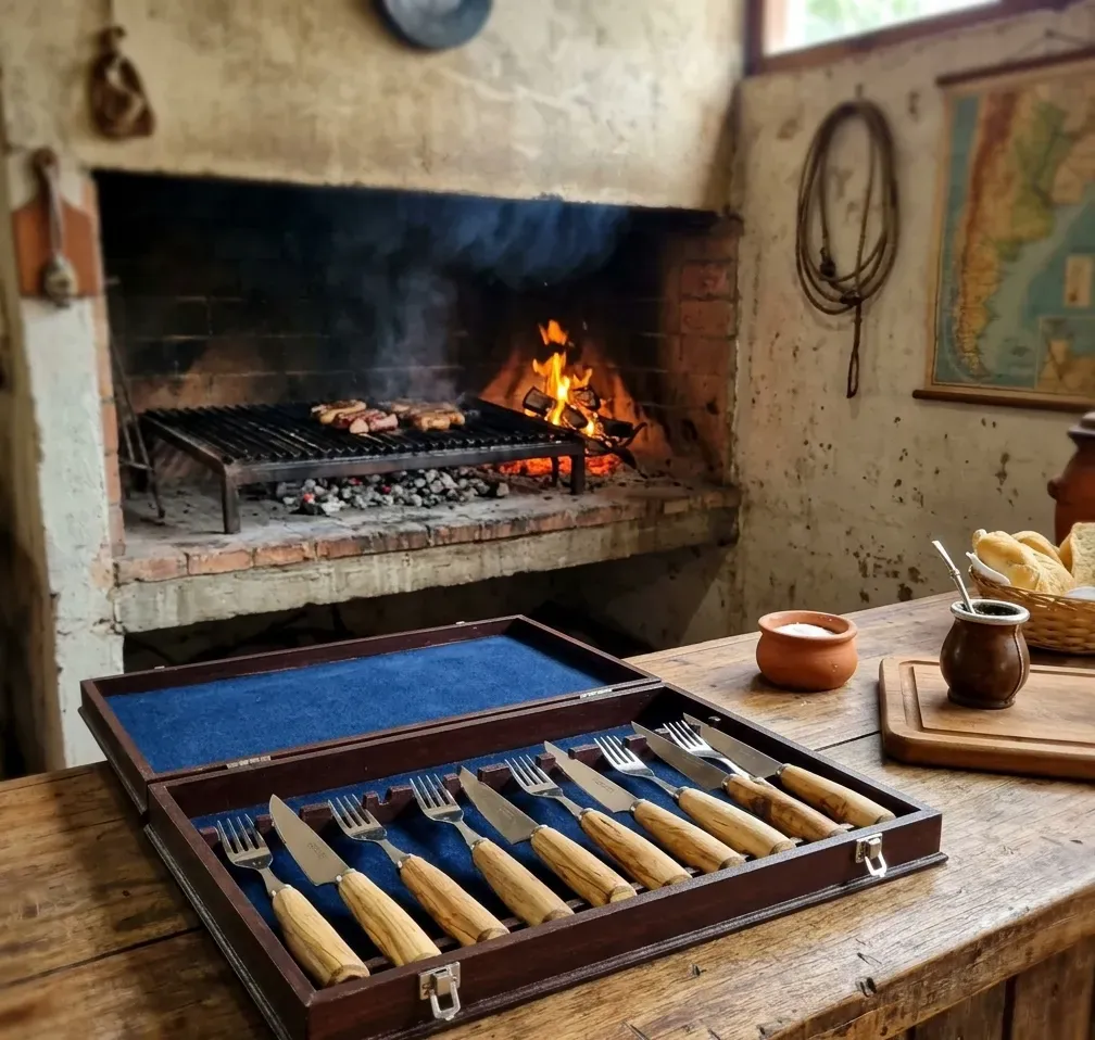 Caja 6 Juegos de Tenedor y Cuchillo Marrones